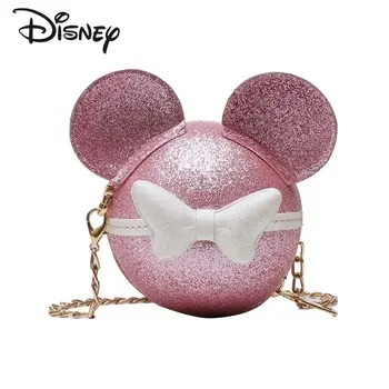 Модная женская сумка Disney Minnie, сумочка для девочек с красочной цепочкой, Милая мультяшная детская сумка через плечо