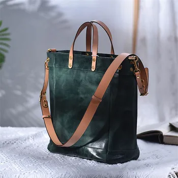 Модная роскошная женская сумка-тоут ручной работы из воловьей кожи, простая сумка-мессенджер в стиле ретро для девочек на каждый день, для работы на открытом воздухе, для покупок