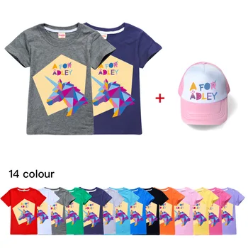 Модная хлопковая футболка A for Adley для мальчиков с героями мультфильмов + шляпа, детская футболка с короткими рукавами, Летний топ для девочек, одежда для спорта и отдыха