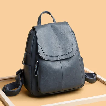 Модный Женский рюкзак из мягкой кожи, модная студенческая школьная сумка для девочек, Женский рюкзак для путешествий в корейском стиле
