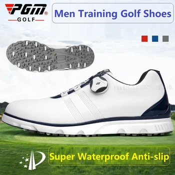 Мужские кроссовки для гольфа Pgm, Вращающиеся Кружевные Туфли Для гольфа, Водонепроницаемая Нескользящая Обувь, Мужская Дышащая Спортивная обувь Для тренировок, Размер 39-44