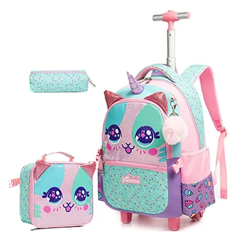 Набор школьных рюкзаков на колесиках Для девочек, сумка-тележка на колесиках, Школьные сумки-рюкзаки на колесиках, Детские сумки-тележки на колесиках