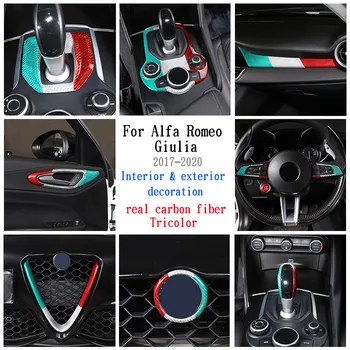 Настоящее трехцветное Углеродное волокно Для Alfa Romeo Giulia 2017-2020, Украшение Двери Салона Автомобиля, Наклейки Для Автомобильных Аксессуаров