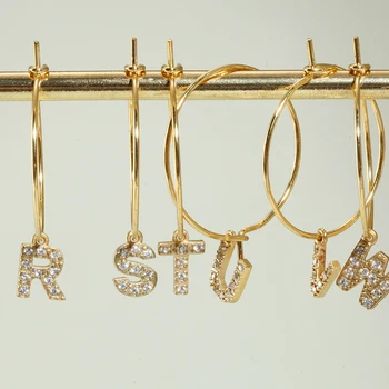 Начальные серьги из нержавеющей стали для женщин, 1 шт., одиночные серьги золотого цвета, серьги с буквами A-Z, новинка корейской моды