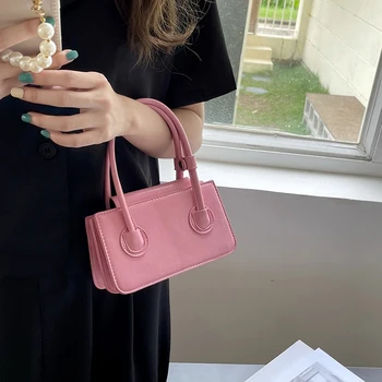 Новая Женская сумка, Простая Мини-Розовая Квадратная сумка 2023, Свежая Темпераментная сумка на одно плечо, однотонная сумка