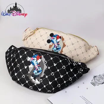 Оригинальный Новый Роскошный бренд Disney Mickey, Женский поясной рюкзак, Мультяшная мини-сумка через плечо, Большая вместительность, Модный Детский поясной рюкзак