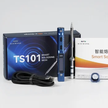 Оригинальный паяльник TS101 Электрический 90 Вт ЖК-дисплей с регулируемой температурой программирования Новый Паяльник TS100/TS 101 Upgrade Blue