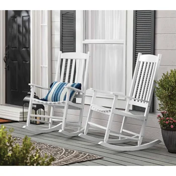 Основное деревянное кресло-качалка для крыльца на открытом воздухе, белый цвет, устойчивая к атмосферным воздействиям отделка, мебель для балкона, садовый стул