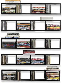 Плавающие полки для, 34-Дюймовые Полки для хранения CD DVD видеоигр, Полка-органайзер для хранения кубов, Набор из 5 полок