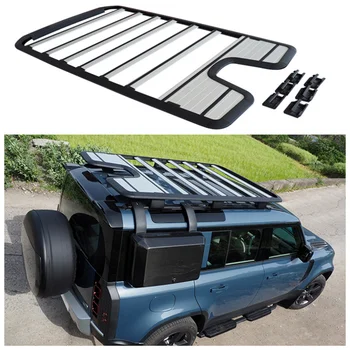 Подходит для Land Rover Defender 90/110 2020 2021 2022 2023 Высококачественный автомобильный багажник на крышу из алюминиевого Сплава с плоской рамой для перемещения