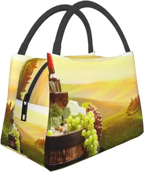 Портативная изолированная сумка для ланча Красное вино с бочкой, Водонепроницаемая сумка для Бенто для офиса, школы, Пеших прогулок, Пикника на пляже, рыбалки