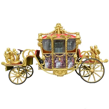 Продается Свадебная Электрическая Карета, Запряженная Лошадьми Золотого Цвета, Королевская Скульптурная Карета для лошадей