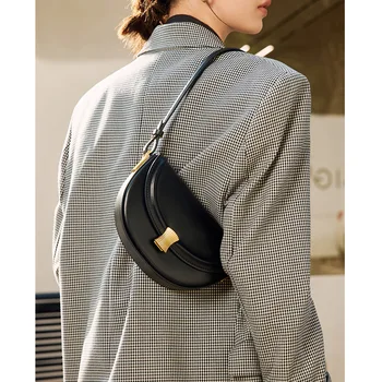 Простая седельная сумка женская 2023, новый нишевый дизайн, женская сумка из натуральной кожи, модная сумка через плечо из воловьей кожи, сумка через плечо