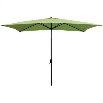 Прямоугольный зонт для патио с рукояткой размером 10X6,5 фута -зеленый