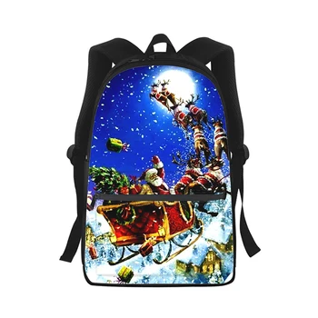 Рождественский рюкзак Санта Клауса для мужчин и женщин с 3D принтом, модная студенческая школьная сумка, рюкзак для ноутбука, детская дорожная сумка на плечо