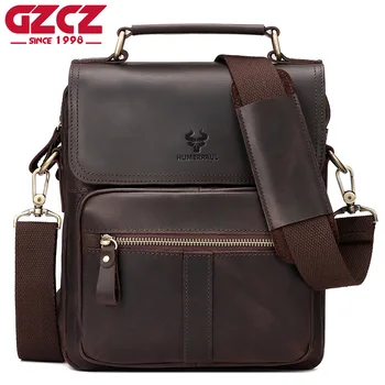 Роскошная мужская сумка Crazy Horse, кожаная мужская сумка через плечо, сумка большой емкости, модная сумка-тоут для iPad