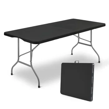 складной стол 6 футов, портативные пластиковые столы для вечеринки, пикника, кемпинга, черный