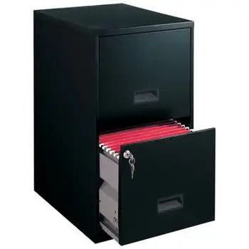 Стальной картотечный шкаф с 2 ящиками с замком, черный