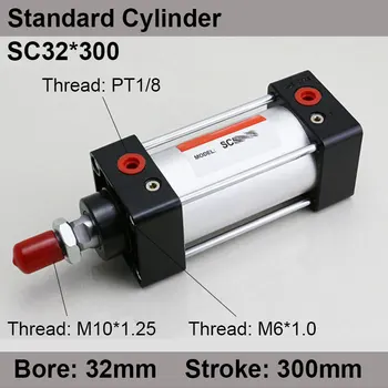 Стандартные Воздушные цилиндры серии SC32*300, клапан 32 мм, диаметр 300 мм, Ход SC32-300, Одноштоковый пневматический цилиндр двойного действия