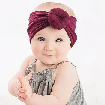 Супер мягкая нейлоновая детская повязка для волос в виде пончика, Аксессуар для волос, головной убор, Модная детская нейлоновая однотонная повязка для волос