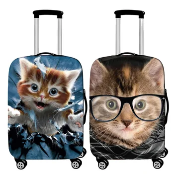 Трендовый чехол для багажа с рисунком Кота, Утолщенные эластичные чехлы для багажа, подходящий 19-32-дюймовый чехол для чемодана, Пылезащитный чехол, Аксессуары для путешествий