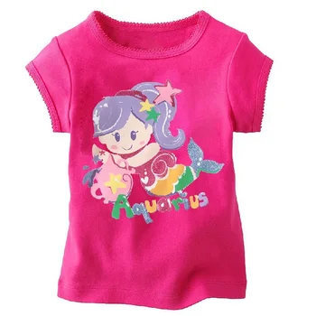 Футболки Aquarius для девочек, Розовые футболки для маленьких девочек, Топы, Летняя Детская одежда с короткими рукавами, Верхняя одежда, блузки