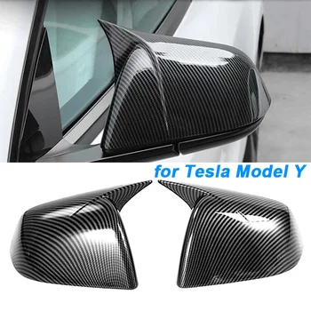 Чехол для бокового зеркала автомобиля, чехол для зеркала заднего вида в стиле Рожка из углеродного волокна, чехол для Tesla Model Y