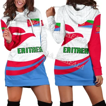 Эмблема страны Эритрея Верблюд Дашики Национальный Флаг 3D Принт Осеннее Платье с капюшоном Женская Повседневная Одежда С Длинным рукавом и капюшоном-3