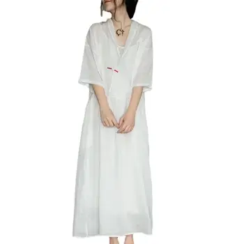 Юбка Дзен, чайная одежда Рами, Летнее тонкое длинное платье для похудения, однотонное платье
